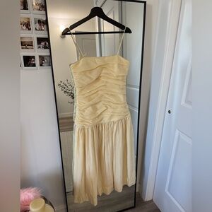 Elegant Yellow Ruched Dress